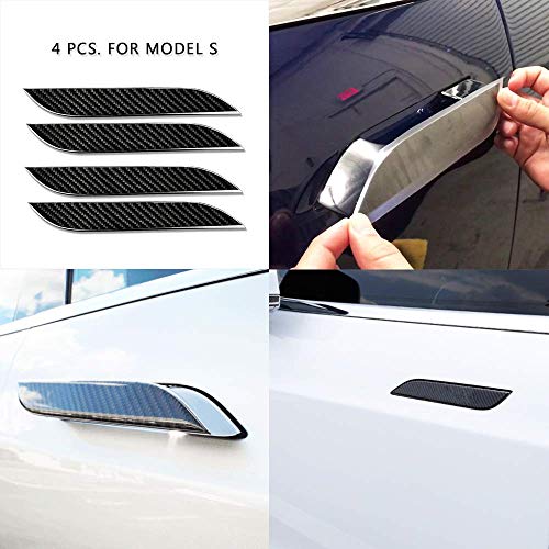 Door Handle Sills Protection Kit 4K Real Carbon Fiber Cover Compatible with Model S (4 Pieces Set)