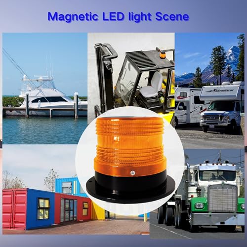 Solar Warning Beacon Light, Yellow Magnetic LED Signal Light with 4 Flashing Modes, IP65 Waterproof, Ideal for Forklifts, Trucks, Roadside Assistance, Boat, Yacht, Hazard Warning Buoys - color: Yellow light