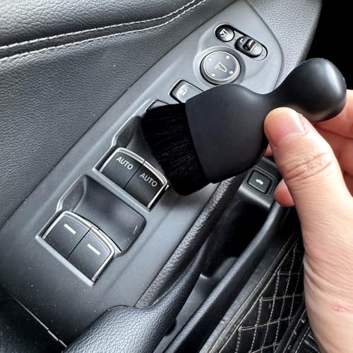 Car Detailing Brush, Soft Bristle Cleaning Brush, Scratch-Free Auto Duster Tool for Dashboard, Air Vents, Leather & Interior Cleaning (Black with Cap) - color: Black with Cap