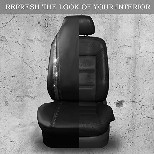 CAR PASS Leather Car Seat Covers Front Two Tesla Model 3 Model Y, Bling Waterproof Universal fit High Back Bucket Diamond Shining Glitter Crystal Sparkle, Truck SUV Cute Women Girl, Silver Rhinestone - color: Silver Rhinestone, size: Two Front Seats