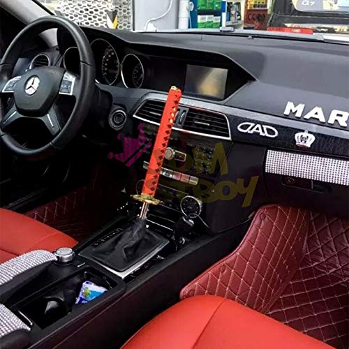 JDMBESTBOY Samurai Sword Red Black Shift Knob Shifter Alloy Katana Adapters Universal 15cm - color: Red Black, size: 15cm