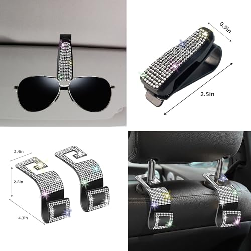NBTEPEM 27 PCs Bling Car Accessories Set for Women, Steering Wheel Covers Universal Fit 15 Inch, Bling License Plate Frame, Bling Phone Holder, Bling Car Coasters (Silver Diamond) - color: Silver Diamond