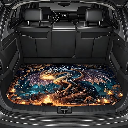 Universal Car Trunk Mat 29" x 39", Dreamy Fire Dragon All Weather Trunk Protection Cargo Liner, Durable Cargo Mat Rear Trunk Liner, Stylish Vehicle Interior Accessories Suitable for Most Car Models - color: Dreamy Fire Dragon