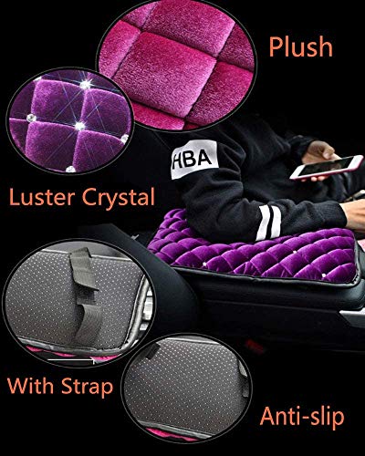 Bling Bling Car Armrest Cover Auto Center Console Protective Cover Luster Crystal Rhinestone Car Arm Rest Cushion Pad Car Interior Accessory (Black 2) - color: Black 2