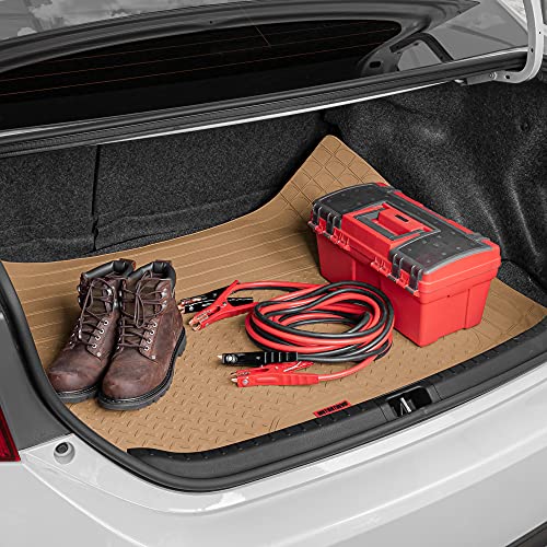 Motor Trend FlexTough Contour Heavy Duty Rubber Car Floor Mats with Cargo Liner - All Weather Full Set Front & Rear fits Most Cars Truck SUV, Automotive Floor Mats - style: FlexTough TrunkShield