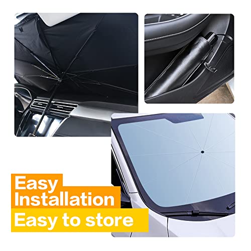 Car Sunshade Umbrella,Upgraded Windshield Cover Sun Shade,UV Reflecting Portable Front Window Cover,Universal Car Windshield Sunshades,UV Block for Front Windows,Fits Most Vehicles (55"x 31")