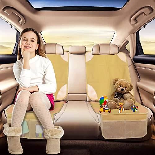 Meolsaek Car Seat Protector, Non-Slip Backing Will Not Leave Imprint, Waterproof Thicker Car Seat Cover for SUV, Sedan, Truck, Leather Car Seat Cushion (Ochre) - color: Ochre