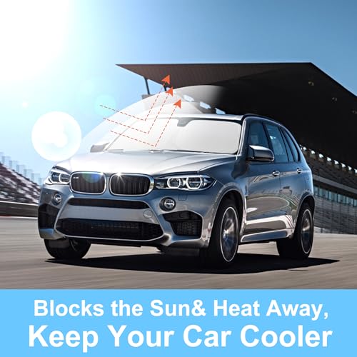 Windshield Sun Shade Custom Fit for 2014 2015 2016 2017 2018 BMW X5 Accessories Foldable Sunshade Sun Blocker Protect Car from Sun Rays & Heat Damage Keep Car Cooler - size: Fit BMW X5 2014-2018