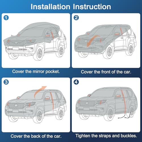 Car Cover for Honda Prologue 2023-2026 and for Lincoln Nautilus 2018-2026 and for Lincoln Aviator 2003-2026, Sun Rain UV Snow Dust Protection, Custom Fit with Driver Door Zipper & Reflective Strips