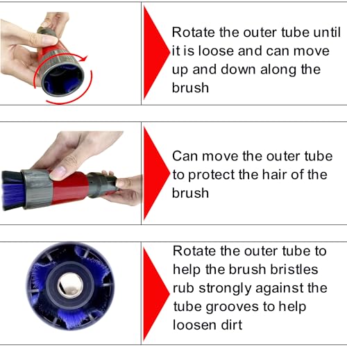 For Dyson V7 V8 V10 V11 V15 Vacuum Accessories & Attachment -Traceless Dust Brush & Dryer Vent Cleaner Kit - Refrigerator Condenser Coil Brush- Flexible Crevice Tool for Small Crevice & Car Detailing