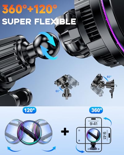 for MagSafe Car Mount Charger, TEC & Fan Dual Cooling Magnetic Wireless Car Charger, Strong Magnet 15W Fast Charging Air Vent Car Phone Holder Bracket for Your Car for iPhone 17 16 15 14 13 & Android