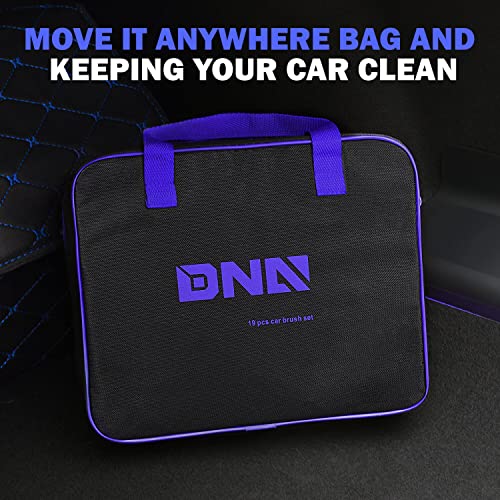 DNA Motoring Car Detailing Brush Cleaning Tools Set with Carry Bag for Auto Interior & Exterior Wheel Dashboard Vent, TOOLS-00279 - style: Detailing Brush set Blue