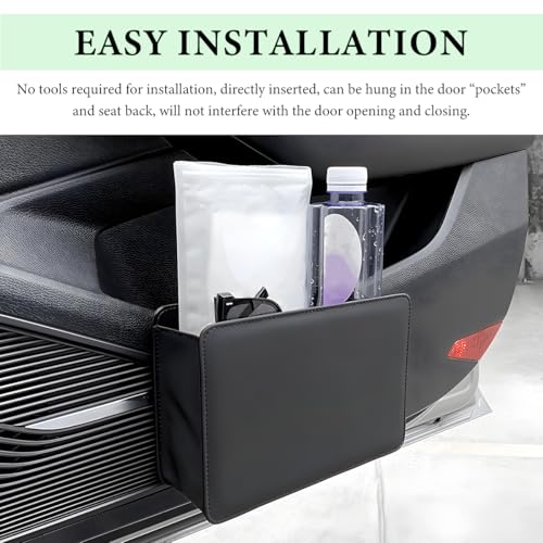 Car Trash Can, Foldable Leather Automotive Garbage Bin Organizer Holder with One Roll Trash Bag, Multi-Function Mini Hanging Dustbin Storage Bag Container for SUV Truck RV (Beige) - color: Beige