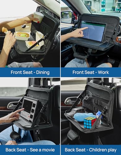JOYTUTUS Steering Wheel Tray, Car Multifunctional Laptop Desk, Car Office Bag, Back Seat Headrest Table for Eating, Fit for Small sedan and Small SUV, Like the Honda Civic, Honda CR-V, etc. - size: X-Small