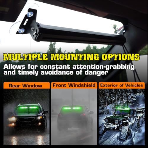 2x17.7 Emergency Strobe Traffic Advisor Lights w/Remote Control Interior Windshield Strobe Volunteer Warning Hazard Safety Lights for Vehicles Trucks, Green/White - color: #06 Green/ White