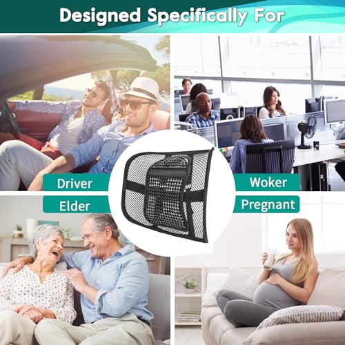 Samyoung 2 Pack Mesh Back Lumbar Support, Back Support Seat Cushion with Breathable Mesh for Office Chairs Car 12” x 16” - color: Black * 2