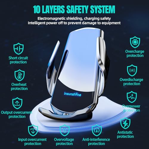 Wireless Car Charger, MAX 15W Fast Charging Auto Clamping, Sensing Phone Holder Mount, fit for iPhone 16 15 14 13 12 Pro Max Xs X, Samsung Galaxy S24 Ultra S23 S22 S21 S20 Note20 (1-Silver) - color: 1-Silver