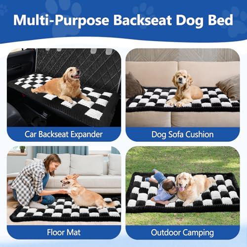Thickened Dog Bed for Car Back Seat, Upgraded Bottom Non-Slip, Fits Hard Bottom car seat Cover for Dogs, Premium Mixed Color, Dog Car Seat Cover (Black-White) - color: Black-White