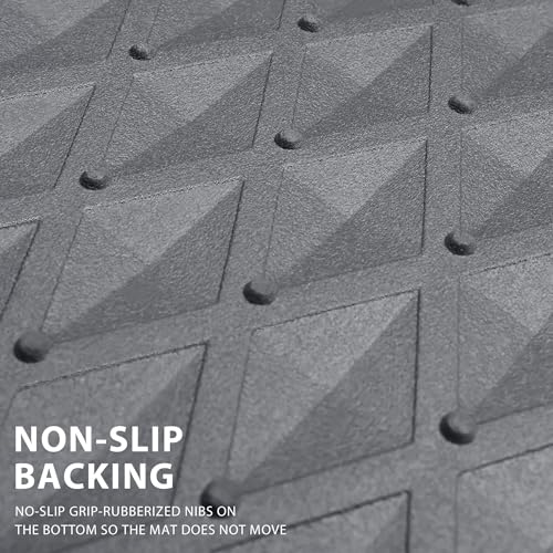 CAR PASS Gray Rubber Car Mats, All-Weather Floor Mats Full Set Durable Anti-Slip 3D Rhombus Waterproof Automotive Pad Trim to Fit Liner Universal Fit for Sedan SUV Truck Van, 4 Pcs All Gray Rubber - color: Gray
