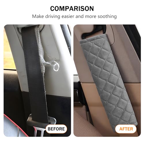 Car Seatbelt Cover, 2PCS Soft Velvet Vehicle Seat Belt Shoulder Strap Harness Pad for Comfortable Driving, Automotive Neck Chest Protection Cushion, Universal for Truck Sedan SUV (Grey) - color: Grey