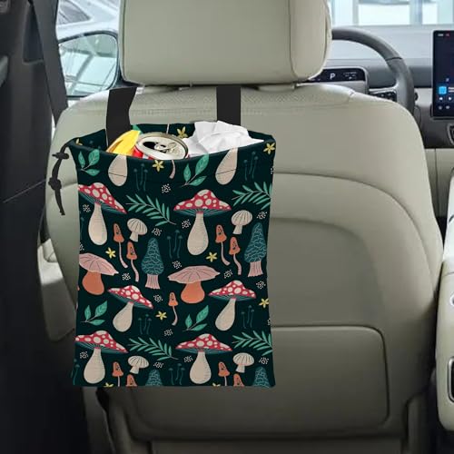 Car Trash Bag Mushroom Car Garbage Bag Hanging Car Trash Can for Back Seat with Drawstring - color: Mushroom