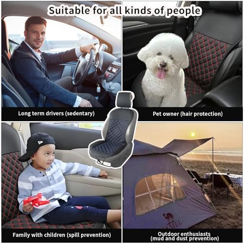 2pcs Car Seat Covers,Leather Water Proof Material No Slip Soft Car Seat Protector Side not Wrapped,for Car with Airbags,Seat Covers Universal for Most Automotive,Suvs,Vans,Trucks (Black-Blue) - color: Black-Blue