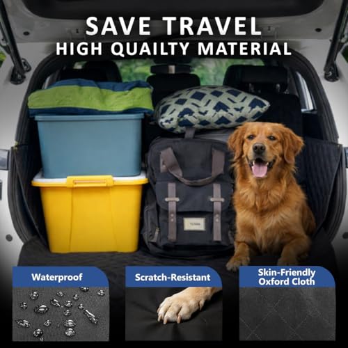 Zoyan&Co Waterproof SUV Cargo Liner for Dogs, Heavy Duty Oxford Fabric Pet Cargo Cover with Bumper Flap Protector, Non-Slip Scratchproof Dog Seat Mat for SUVs, Sedans, Universal Fit