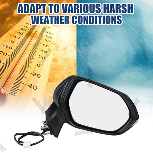Passenger Side Mirror Assembly Compatible with Toyota Corolla 2020-2025 Heated with Turn Signal, Power Adjustable Glass Replace 8791012F80, TO1321394, 8791002926 Black (6Pin Right) - style: 6pin Right