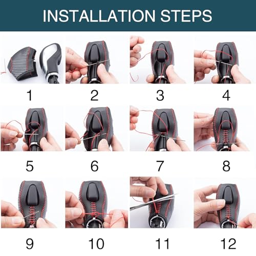UGSHY 1 PC Car Leather Gear Shift Knob Cover, Automatic Transmission Car Boots Shifter Lever Knob Trim, Compatible with Ford Maverick Esports Mondeo Carnival Edge Escort (Black)