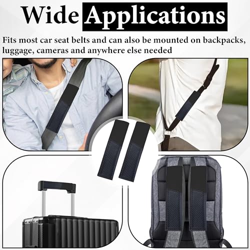ecocstm 2 PCS Car Seat Belt Cover Pad, Carbon Fiber Safety Seatbelt Shoulder Strap Covers, Breathable Leather Soft Harness Pad, Interior Car Accessories, Universal for SUV, Truck, RV (Black - color: Black