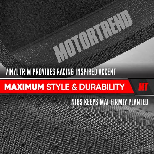 Motor Trend SpeedSeries Carpet Car Floor Mats Set - Versatile Fit for Cars, Trucks, SUVs, Vans Black Trim Racing Design Car Mat Full Set Tapetes para Carro - Set of 4, Black Cars Carpet Mats - color: Speed Series-Black