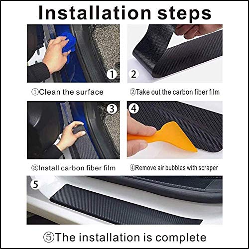 MAXDOOL 4Pcs Car Door Sill Protector Reflective 4D Carbon Fiber Sticker - color: white