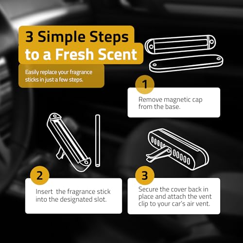 Premium Wooden Car Air Freshener Vent Clip | Box of 7 Scents Long Lasting Car Air Freshener with Magnetic Clip | Infused with Essential Oils | 60 Days' Worth of Car Scents by Perfa