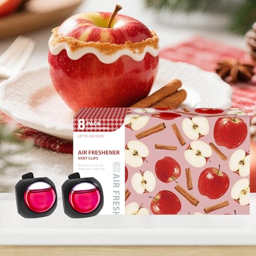 Car Air Freshener Vent Clips, 8 Pack, Provides Long-Lasting Scent, Up to 240 Days, Odor Eliminator (Apple Cinnamon) - color: Apple Cinnamon