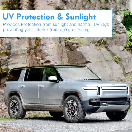 Windshield Sun Shade for 2026 2025 2024 2023 2022 Rivian R1S Custom Fit Window Sunshade SUV Accessories Fodable Sun Visor UV Protector Shade Heat Shield Cover - size: X. for Rivian R1s 2022-2025 2026