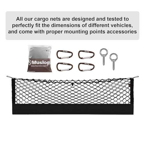 Muslogy Truck Bed Cargo Net Trunk Netting Compatible with Ford F-150 & Lightning 2015-2026 Accessories, Pickup Cargo Organizer SUV Sedan Storage Net w/Heavy Duty Carabiners - style: 2015+ F150 (Eye Bolt)