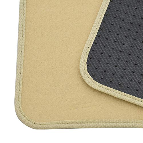 BDK MT-100-LB Classic Light Beige Carpet Floor Mats with Vinyl Heel Pad for Car SUV Truck Van, Universal Fit Front & Rear Liner - color: Light Beige