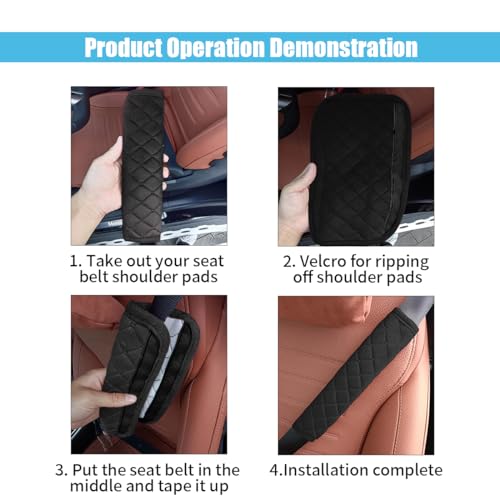 JOYCOURT 2PCS Universal Car Seatbelt Pad Cover, Long Crystal Velvet Shoulder Cover Kit for Adults and Children, Helps Avoid Friction on Shoulder and Neck, Fits All Cars and Packs - color: Black
