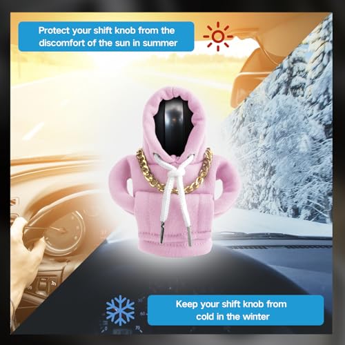 Funny Gear Shift Hoodie Cover, Car Shifter Knob Sweatshirt, Universal Stick Shift Cover for Car Gear Handle - color: Pink