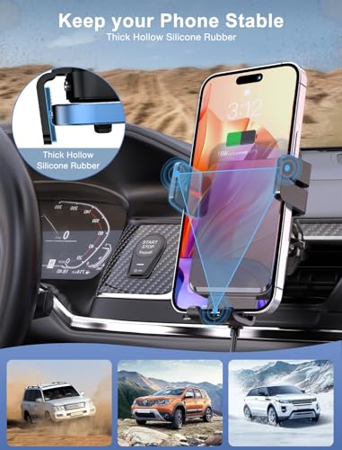 Wireless Car Charger, MOKPR Auto-Clamping Car Mount 15W/10W/7.5W Fast Charging CD Slot Air Vent Car Phone Mount Fit for iPhone 16 15/14/13/13 Pro/12 Pro Max/12 pro/12/11 Series, Samsung Galaxy Series - color: Dark Gray