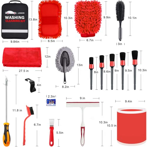 LIANXIN Car Wash Kit Car Wash Cleaning Kit Car Wash Foam Gun Sprayer Microfiber Sponge and Towels Car Foam Gun Tire Brush Collapsible Bucket Car Washing Kit - size: XXL-20