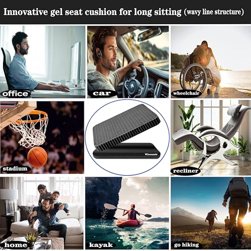 Gel Seat Cushion for Long Sitting, Soft and Breathable, Seat Cushion for Back, Sciatica, Hip, Tailbone Pain Relief, Used for Office, Wheelchair, Car, Recliner, Truck, Kayak. (Black)