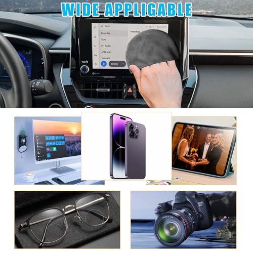 Ohleats Car Screen Cleaner, Microfiber Auto Screen Cleaning Pad, Foldable Touch Screen Cleaner Cloth for Vehicle Dashboard LCD Display, Interior Car Accessories (Square+Round) - color: Square+Round,2Pcs