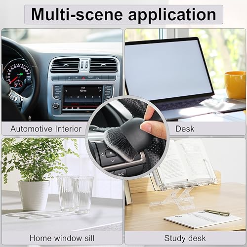 GaRhomxy Car Detailing Brushes, Car Interior Dust Sweeping Soft Brush, Soft Bristles Brush Cleaning Tool for Automotive Dashboard, Air Conditioner Vents, Computer, Scratch Free(Black with White) - color: Black With White