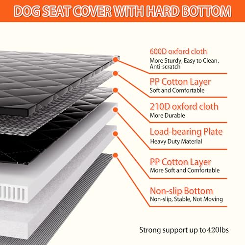 Chilino Back Seat Extender for Dogs - Large Space, Waterproof Dog Car Seat Cover for Back Seat with Hard Bottom Holds 420lbs, Upgraded Material Waterproof Pet Car Bed Dog Hammock for Car, SUV,Truck - color: Black