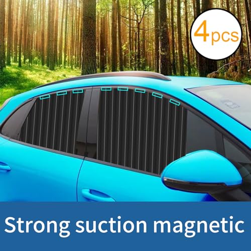 Ovege Car Window Shades 4pcs - Side Window Sun Shades, Silky UV Protection Privacy Baby Suction Magnetic (Black-Opaque, Front&Back 4pcs) - color: Black-Opaque, size: Front&Back 4pcs