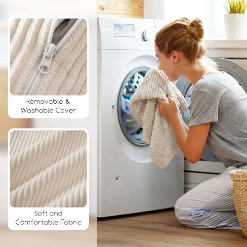 HIGOGOGO Washable Travel Pillow, Car Pillow for Kids & Adults, Travel Pillows with Removable Soft Cover and High-Support Foam, Fix Neck and Body Sitting/Sleeping on The Trip, Beige - color: U-beige