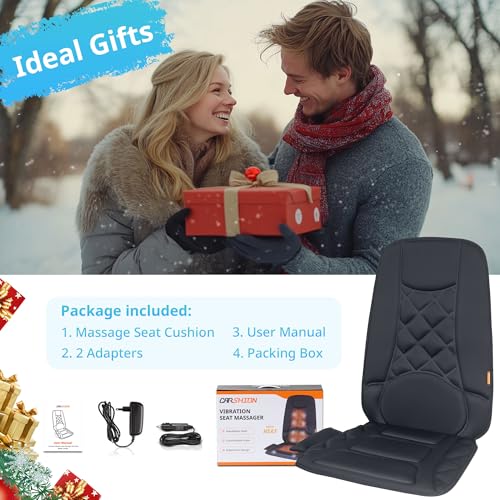CARSHION 10 Vibration Motors, Massage Seat Cushion with Heat,Back Massager for Chair Back Massager Heated Seat Cover Massage Chair Pad for Pain Relief Home Office Use