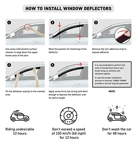 Chrome Window Deflector Set of 4-Pieces - Car Trim Side Vent Shades - Air/Rain Guards Ventvisor Compatible with Hummer H3 2005-2010