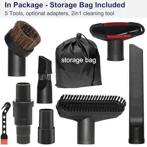 Portek Vacuum Attachments Compatible with Shark Navigator Lift-Away Deluxe Rotator Stratos DuoClean Corded Rocket Vac, Vacuum Accessories(Car Detailing Kit with Storage Bag)